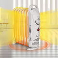 Caynel Mini Electric Oil Filled Radiator Portable Indoor Space Heater 7-Fin with Thermostat,Energy Saving,700W, White
