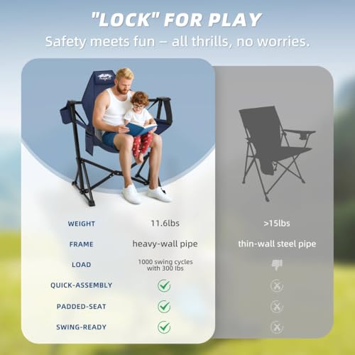 Portable Hammock Camping Chair with Adjustable Back, Supports 330lbs N68621