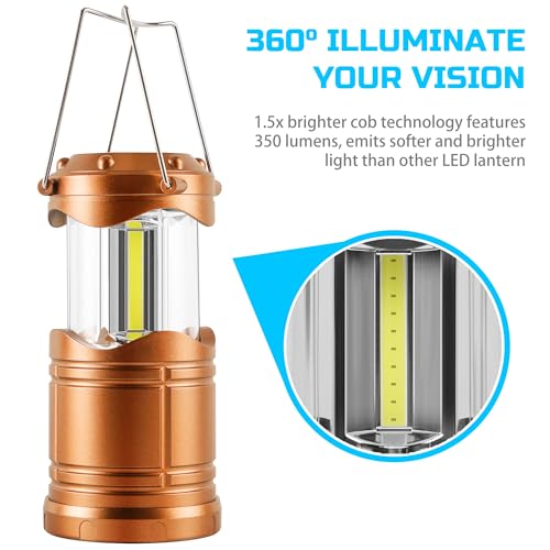 Lichamp LED Camping Lantern 4 Pack, Battery Powered Portable Hanging Light X975