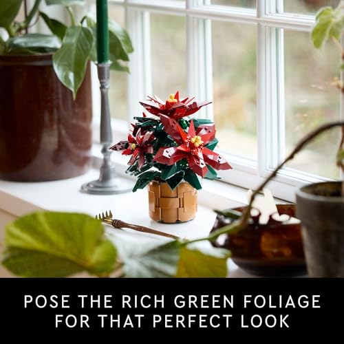 LEGO Icons Poinsettia Building Set for Adults, Artificial Flowers for Christmas Table Decoration N665