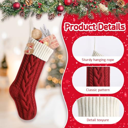 Bone Shaped Dog Christmas Stockings 3 Pack Cable Knit with Name Tag X7669