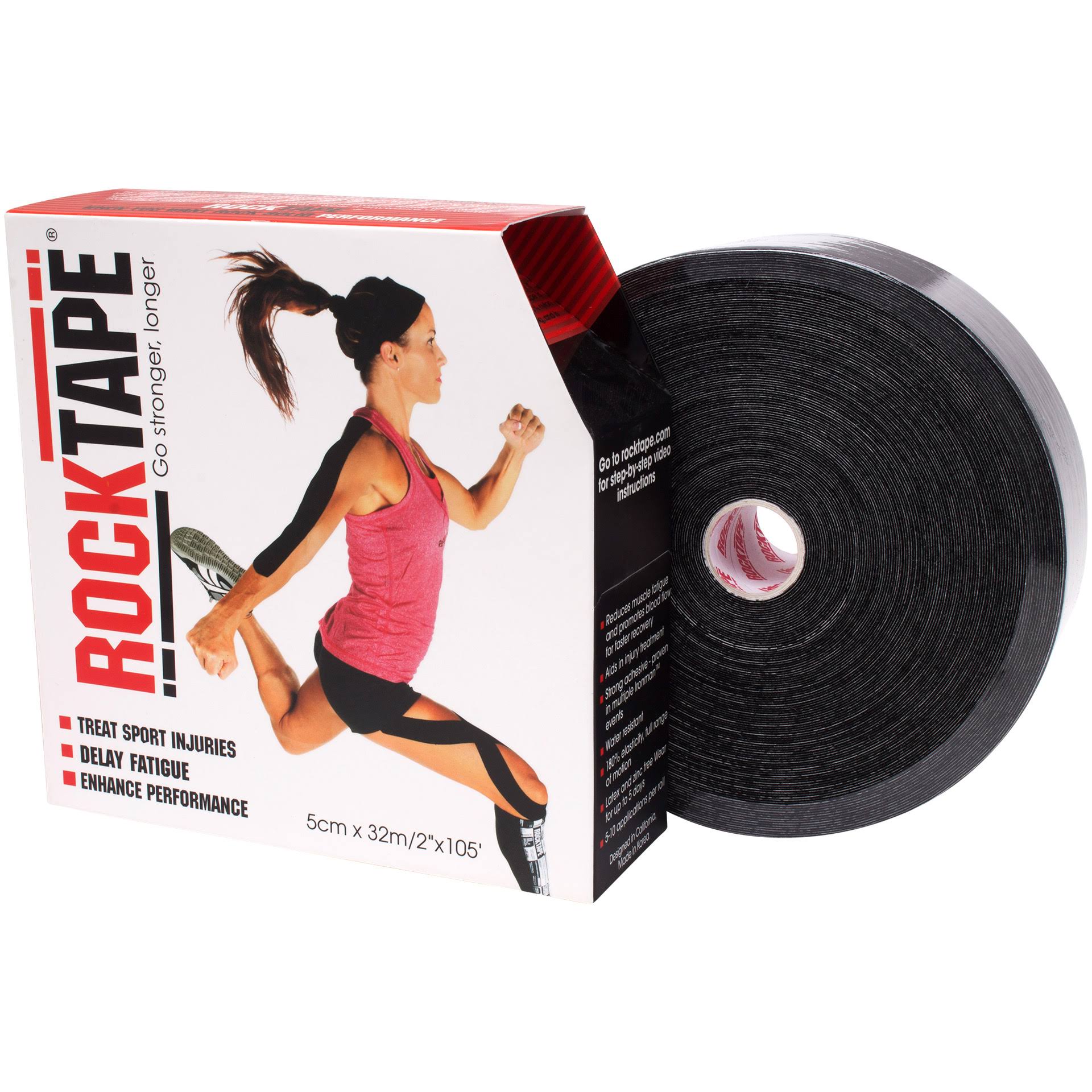 RockTape 2" x 105' Bulk Roll Kinesiology Tape - Black - Megean