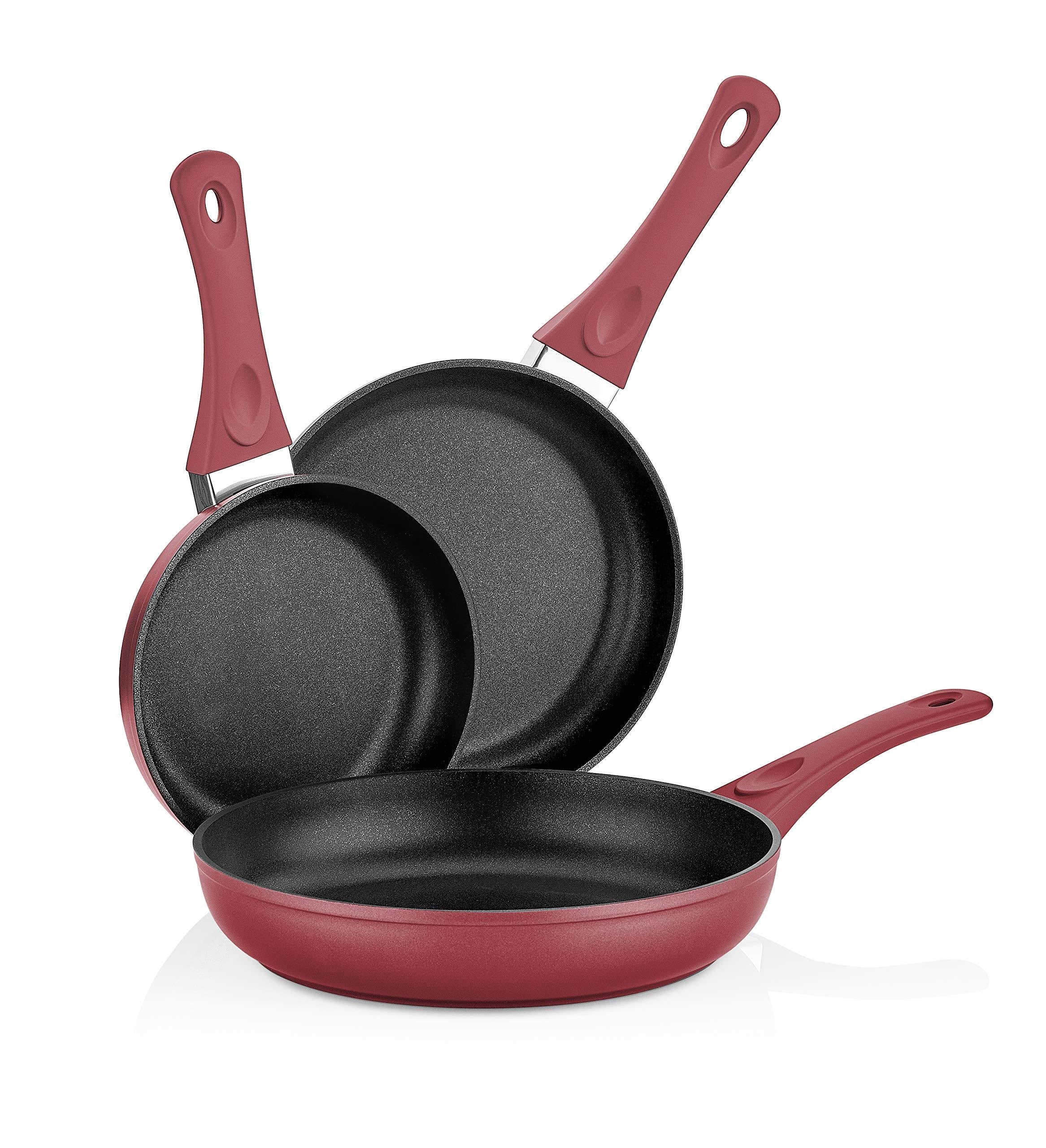 Saflon Titanium Nonstick 3 Piece Fry Pan Set 4mm Forged Aluminum with PFOA Free