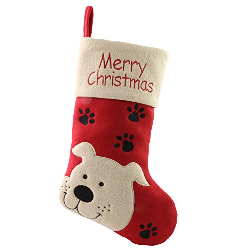 WEWILL 18" Cat Felt Christmas Stocking with Paws Embroidery K25915