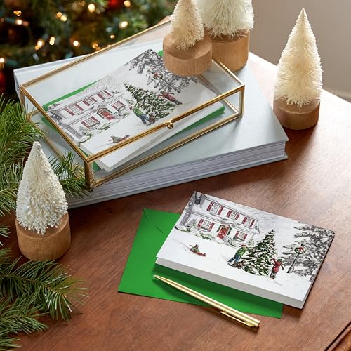 Hallmark Thomas Kinkade Boxed Christmas Cards, Snowy Houses (40 Cards with Envelopes) P719