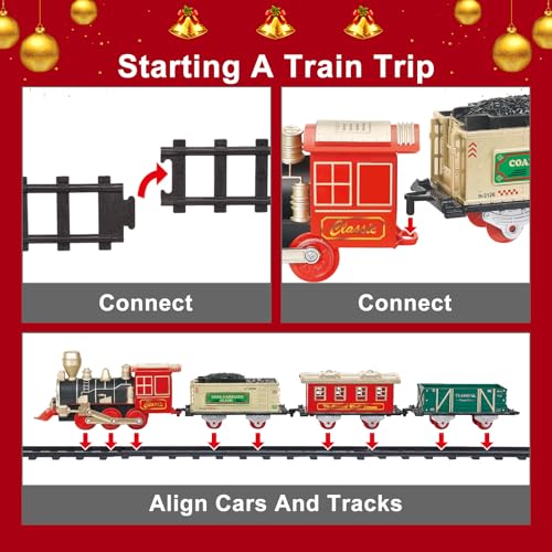 Electric Christmas Train Set with Lights and Sounds for Kids Y77468