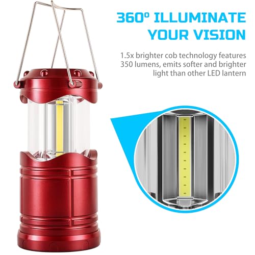 Lichamp LED Camping Lantern 4 Pack, Battery Powered Portable Hanging Light X975
