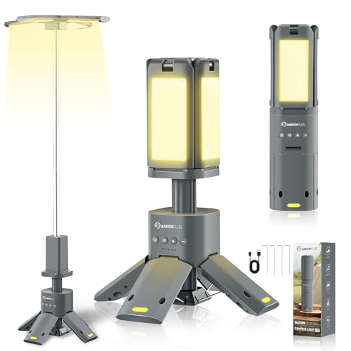 Portable Camping Light, 14000mAh Telescopic Camping Lantern with Rechargeable Power Supply, Dimmable Magnetic Tent Lamps 6000 Lumen Outdoor Work Lights for Hiking,Camping,Home Emergency