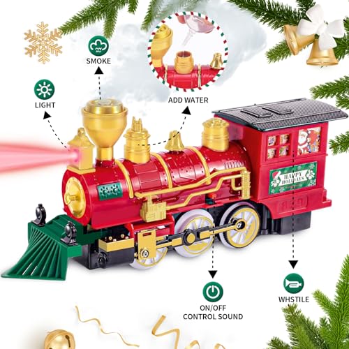 Kids Train Set with Steam Locomotive, Sounds & Lights for Boys Girls Ages 3-8 N4969