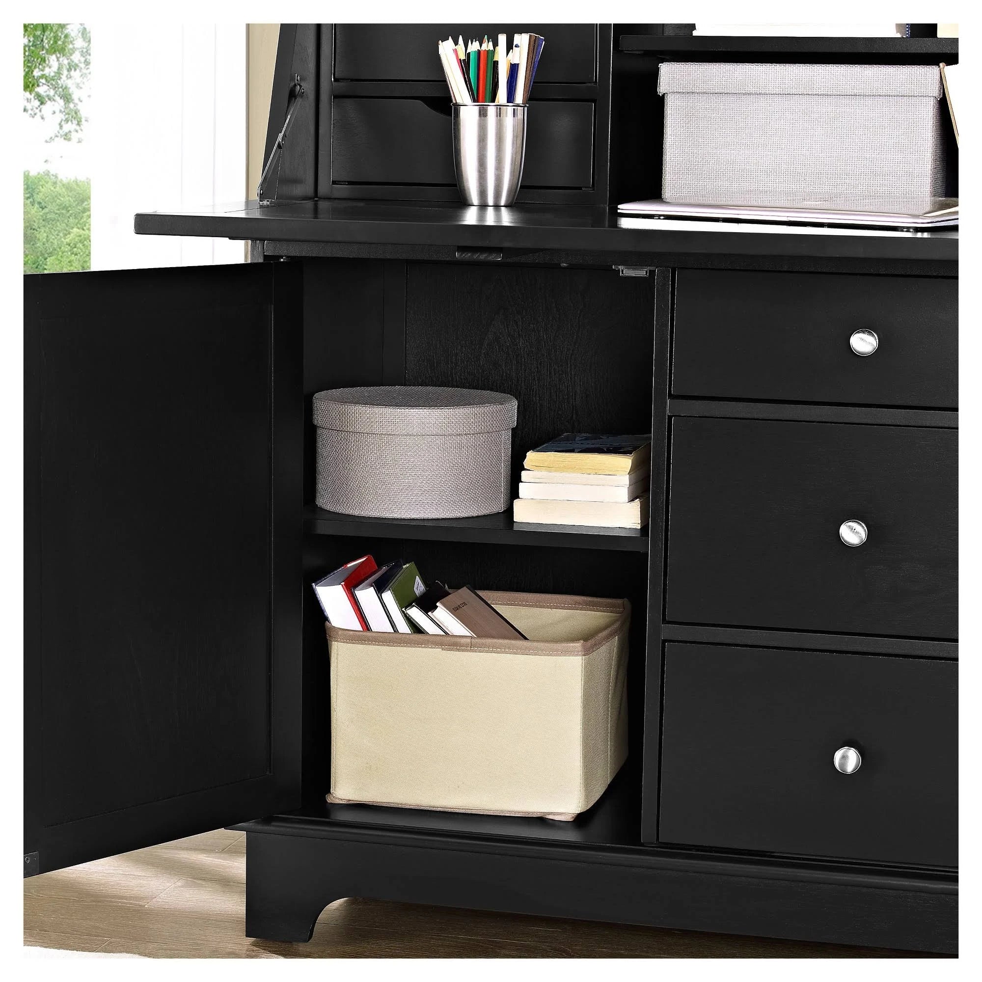 Crosley Furniture Sullivan Secretary Desk, Black E317