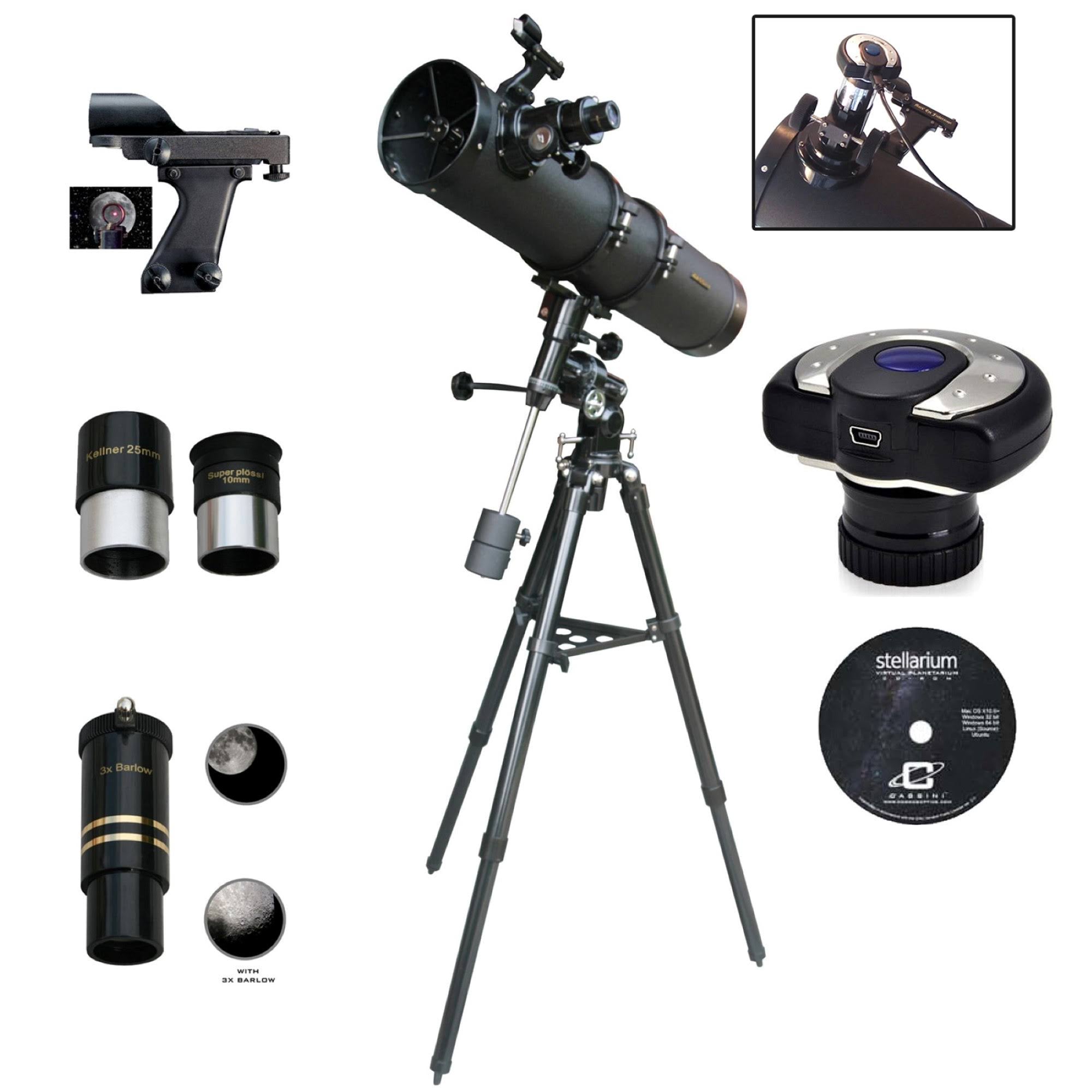 Cassini 900mm x 135mm Tracker Reflector Telescope with EQ3 Mount and 1.3MP Digital Camera - Megean