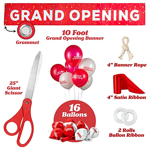Deluxe Grand Opening Ribbon Cutting Kit - 25" Giant Scissors with Gold Satin Ribbon M4491