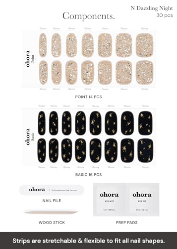 ohora Semi Cured Gel Nail Strips Red Chrome & Joy Christmas Set V6536