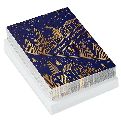 Hallmark Modern Boxed Christmas Cards with Envelopes, Evergreen Branches and Holly A12256