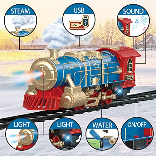 JUQU Christmas Train Set for Kids Ages 3-8 with Remote Control, Lights & Sounds X829788