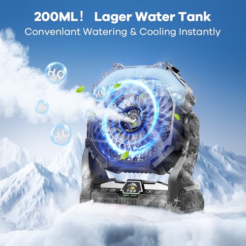 Portable Misting Fan with RGB Lantern, 30000 mAh Rechargeable Camping Fan I36923
