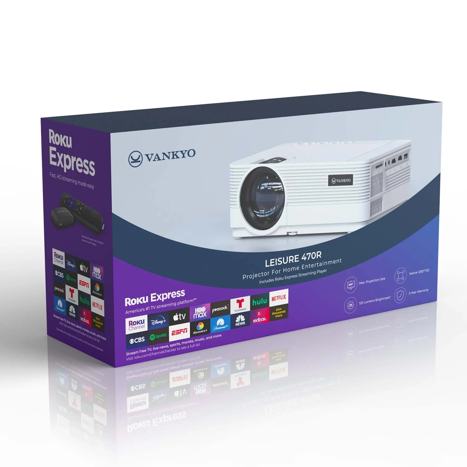 VANKYO Leisure 470 HD Mini Projector with Roku Express Streaming Player W214069