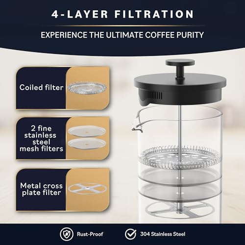 Home Hero French Press Coffee Maker 34 oz with Bamboo Handle M7727