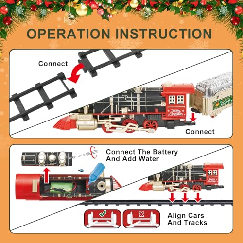 JUQU Christmas Train Set for Kids Ages 3-8 with Remote Control, Lights & Sounds X829788