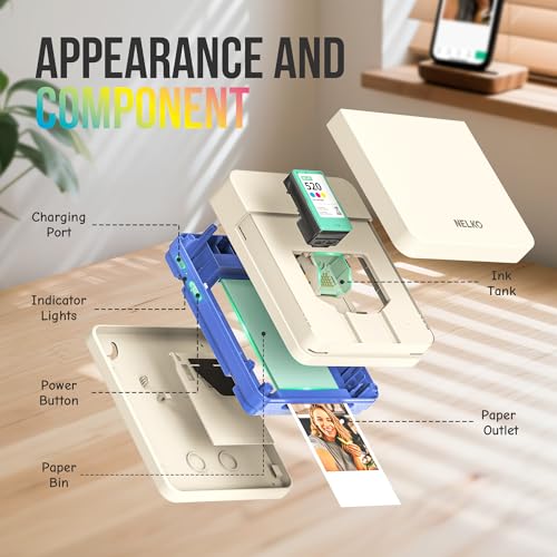 Nelko PP01 Portable Mini Photo Printer for iOS & Android, White Z15552