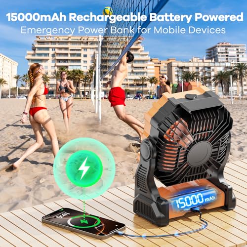 Portable Misting Fan with RGB Lantern, 30000 mAh Rechargeable Camping Fan I36923