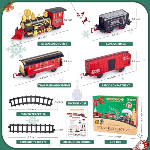 Letapapa Train Set with Steam Locomotive, Tracks, Lights & Sound for Kids A3170
