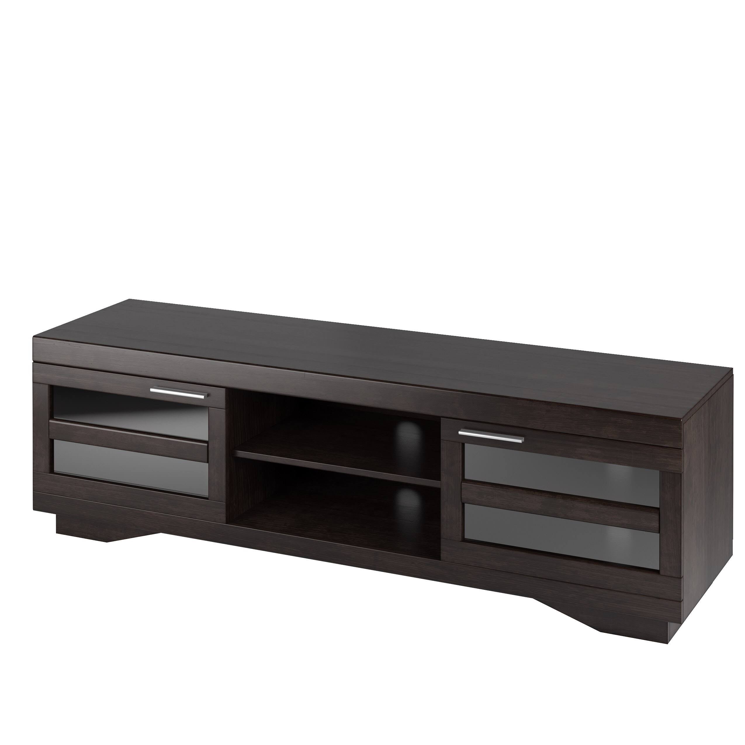 SONAX Granville 66-Inch Wood Veneer TV Bench, Mocha Black X3543