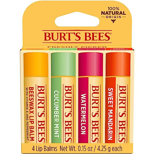 Burt's Bees Lip Balm 4-Pack, Pink Grapefruit, Mango, Coconut & Pear, Pomegranate C323915