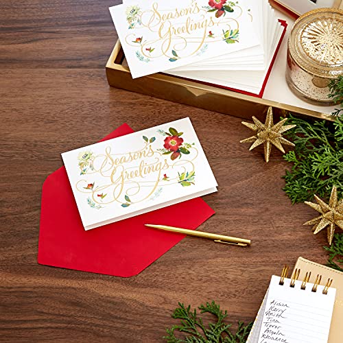 Hallmark Boxed Holiday Cards, Floral Season's Greetings (40 Cards with Envelopes) L145170