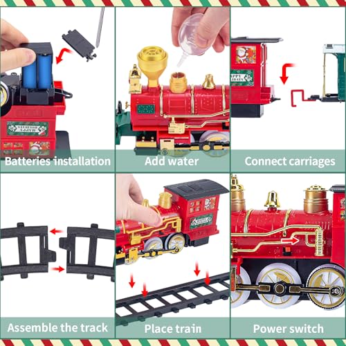 Letapapa Train Set with Steam Locomotive, Tracks, Lights & Sound for Kids A3170