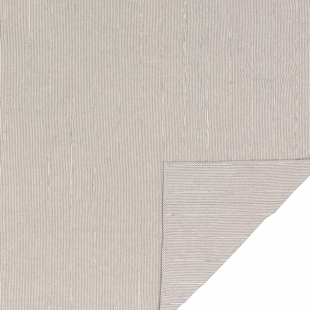 Hatteras Seersucker Blue Ticking Stripe Queen Quilt Coverlet Q129659
