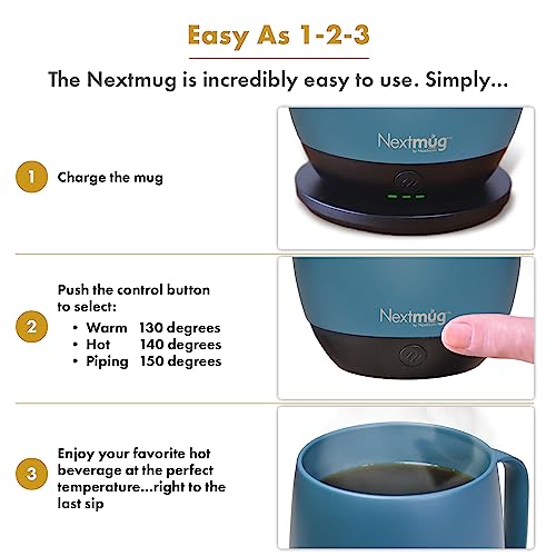 Nextmug Self-Heating Coffee Mug, 14 oz, Burgundy W7807
