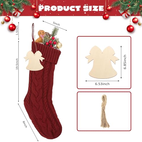 Bone Shaped Dog Christmas Stockings 3 Pack Cable Knit with Name Tag X7669