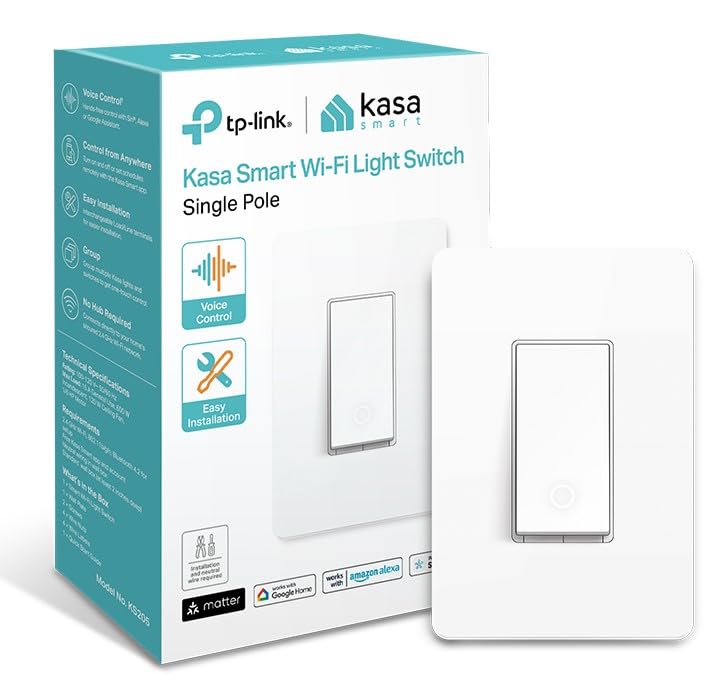 Kasa Smart Light Switch HS200P3, Single Pole, 3-Pack, White F12053