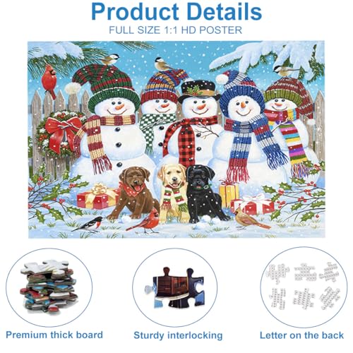 Jigsaw Puzzles for Adults 1000 Pieces Christmas Snowman with Poster E2938
