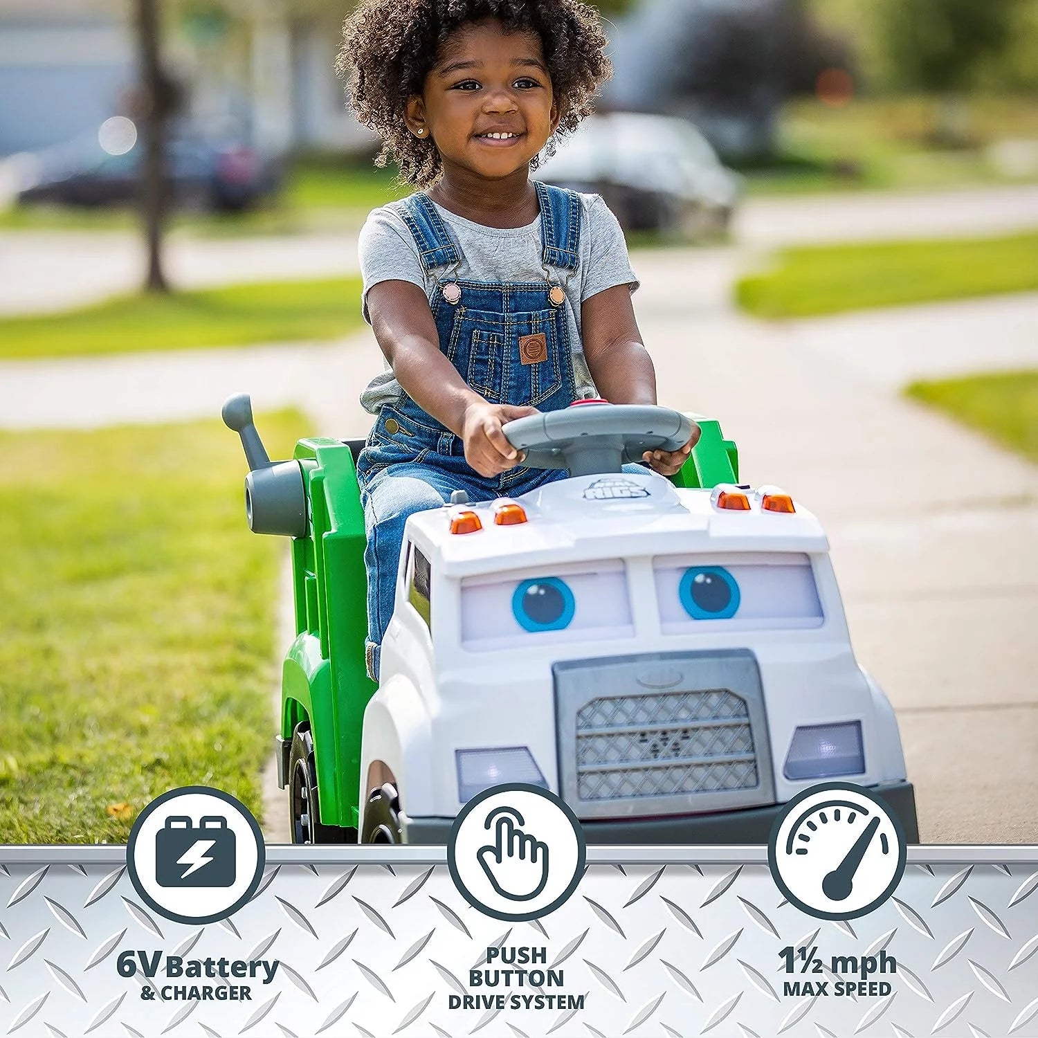 Kid Trax Real Rigs Toddler Recycling Truck Ride On Toy, 6V Battery, Ages 1.5-4 H3342