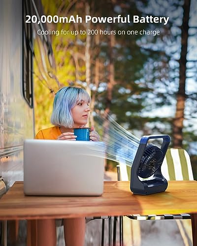 SLENPET 20000mAh Rechargeable Portable Clip on Fan with Light & Hook R310107