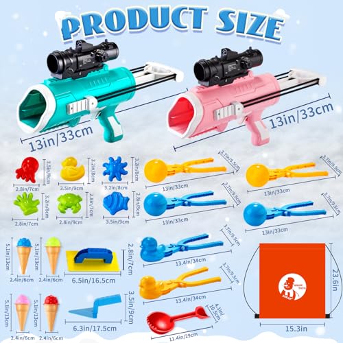 Snow Toys 28 Pack with Snowball Maker and Launcher for Kids Winter Outdoor Play C372774