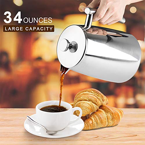 Secura French Press Coffee Maker, 50-Ounce, 304 Stainless Steel Insulated Z9306