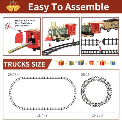 Electric Christmas Train Set with Lights and Sounds for Kids Y77468