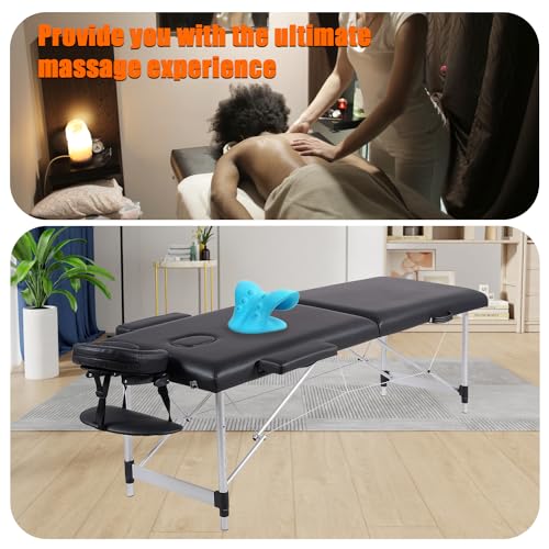 Portable Massage Table 84 Inch with Neck Stretcher, Black Aluminum O188