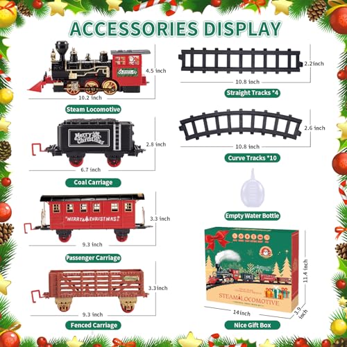 Kids Train Set with Steam Locomotive, Sounds & Lights for Boys Girls Ages 3-8 N4969
