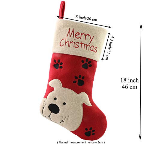 WEWILL 18" Cat Felt Christmas Stocking with Paws Embroidery K25915