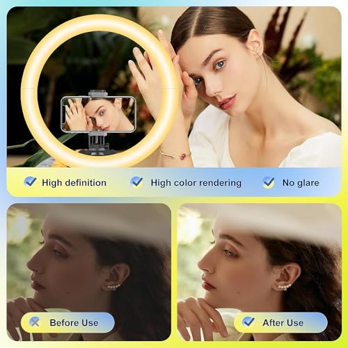 Aureday 14'' Selfie Ring Light with 62'' Tripod Stand and Phone Holder W597