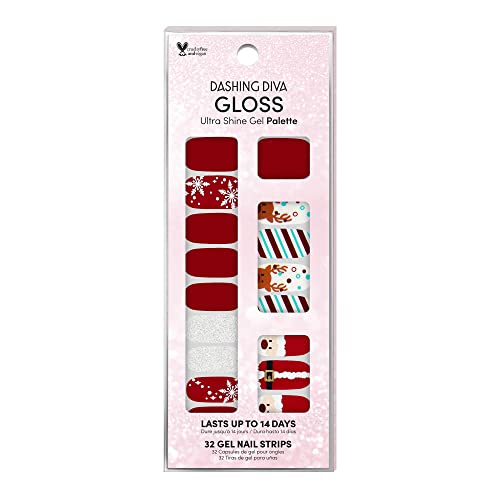 Dashing Diva Gloss Nail Strips Santa Baby - Gel Nail Stickers, 32 Count R845