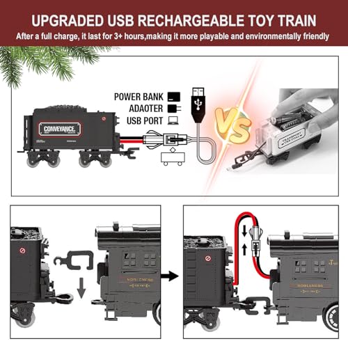Electric Train Set for Kids with Steam Locomotive, Light & Sounds S601002