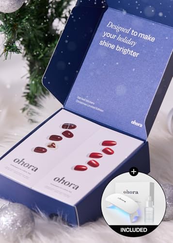 ohora Semi Cured Gel Nail Strips Red Chrome & Joy Christmas Set V6536