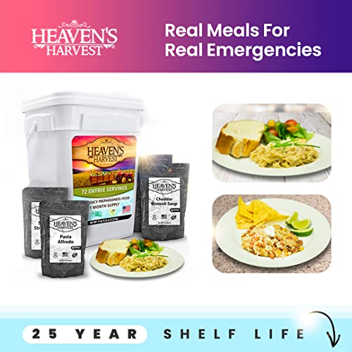 Heaven’s Harvest 25-Year Family Food Kit, Freeze Dried Emergency Food Supply in Waterproof Bucket J222