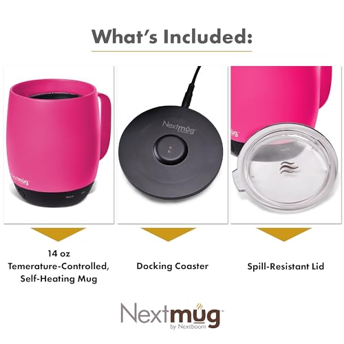 Nextmug Self-Heating Coffee Mug, 14 oz, Burgundy W7807