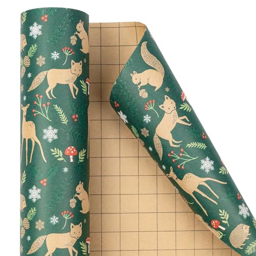 RUSPEPA Christmas Wrapping Paper Jumbo Roll Kraft Paper, Christmas Tree Design, 30 in x 100 ft U53088